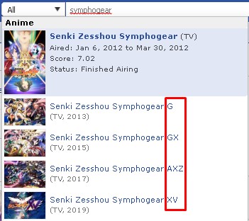 ordine seria Symphogear